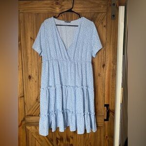 SHEIN Sky Blue Floral Midi Dress